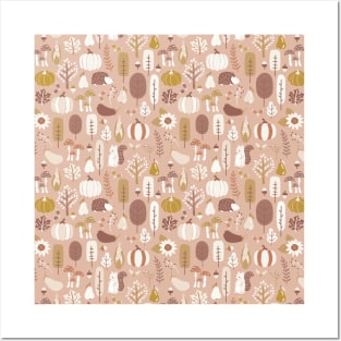 Autumn Nature Pattern Earthy Colors Posters and Art